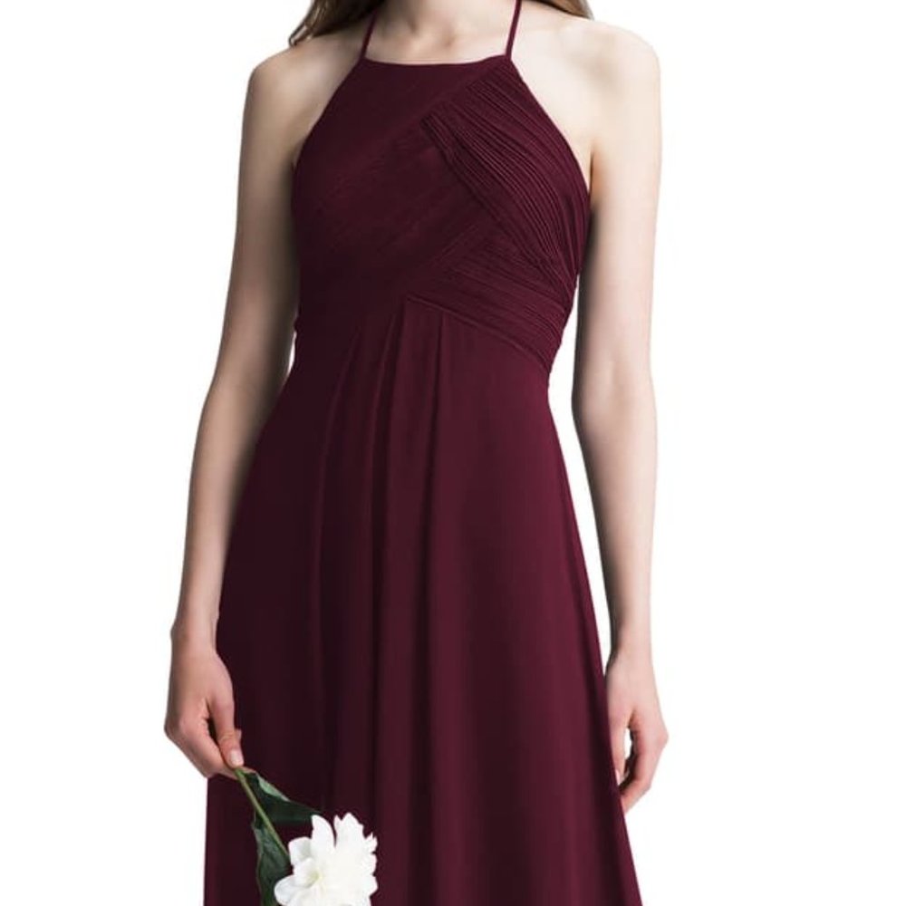 #LEVKOFF Halter Chiffon A-line Gown sz6 Wine